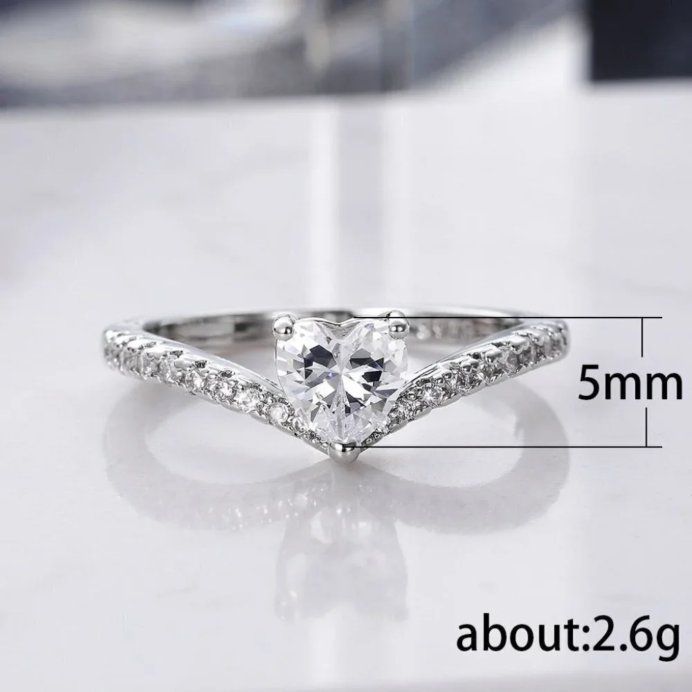 ❤Sweet Pure CZ Cubic Twisted Lovely Diamonds Heart Rings for Women,MARR9071